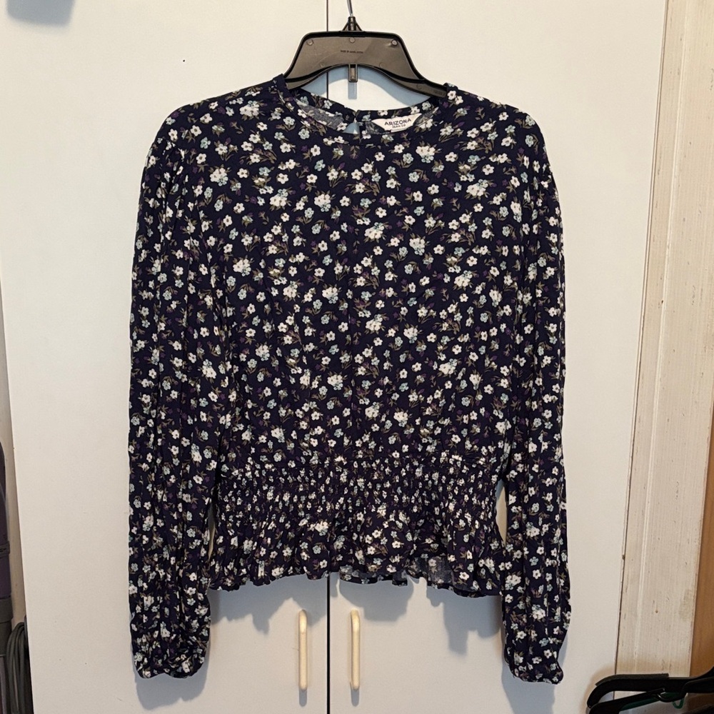 Floral Print Women's Top - Navy and White Arizona Jean Company